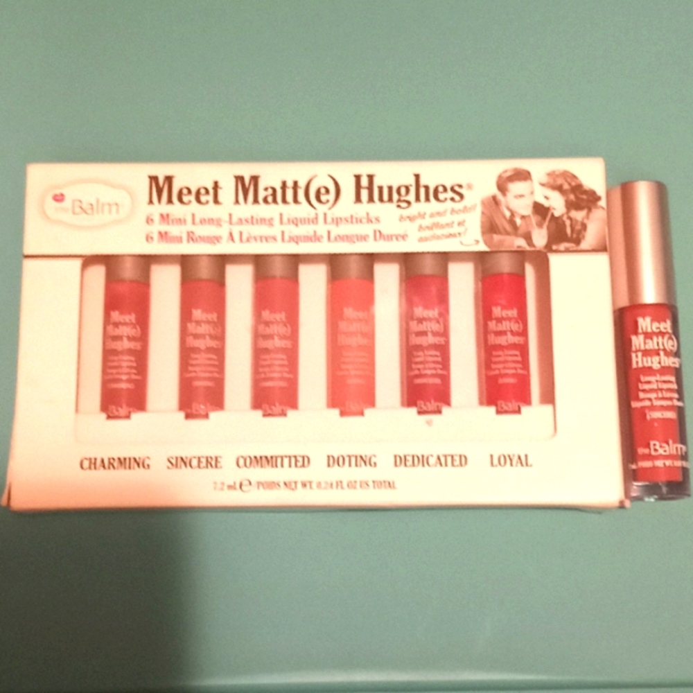 The balm Meet Matt(e) Hughes mini liquid lipstick plus 1 deluxe sized.